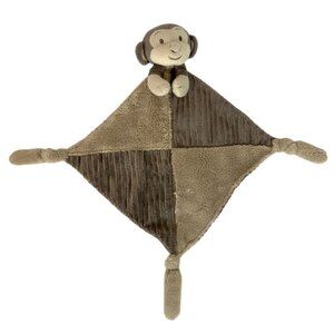 Vintage Babies R Us Monkey Soft Plush Lovey Security Blanket Brown Tan Ribbed